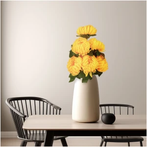 Afbeelding van Kunstplant voor Binnen - Woon & kamer Decoratie - Chrysanthemum - Geel - 12 x 58 cm - Nepplant - 1 Stuks