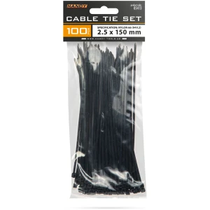Afbeelding van 100x Kabelbinders Zwart 150 X 2,5 Mm – Nylon 66 Zelfsluitende Cable Ties – Smalle Tie Wraps Voor