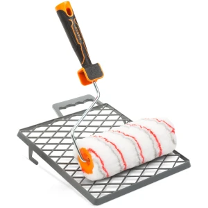 Afbeelding van Verfroller Set 3-Delig – Polyester Verfroller Met Beugel En Verfrooster – Voor Muren, Plafonds En