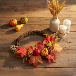 Afbeelding van Herfstdecoratie – Krans – Natuurlook – Deurkrans & Tafeldecoratie – Ø 35 Cm - 1 Stuks [59029] -