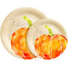 Afbeelding van Papieren Borden Set – Pompoen Design – Herfst & Halloween – Wegwerp Borden – 2 Formaten – 12