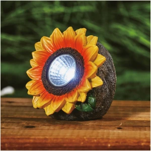 Afbeelding van Solar Zonnebloem Tuinlamp – 2 Witte LED’s – Koel Wit – 5 X 8 X 8,6 Cm – Op Zonne-Energie –