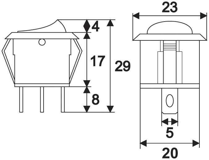 Afbeelding van 5x Verlichte Ronde Wipschakelaar SPST ON-OFF - Rocker Switch 250VAC 6A (10A) - Blauwe LED Indicatie Met I-O