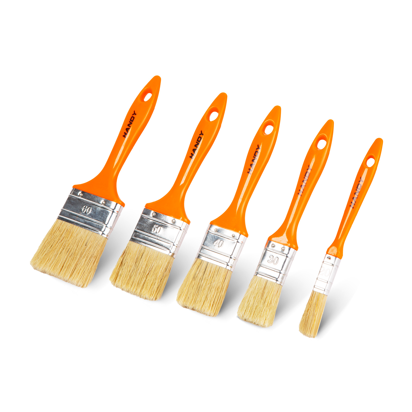 Afbeelding van 5x Platte Verfkwast - Set Kunststof 5-Delig – 20 / 30 / 40 / 50 / 60 mm – Voor Water- En