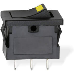 Afbeelding van 5x Rocker Schakelaar Zwart Met Gele LED – Verlichte Tuimelschakelaar SPST 12V 15A – Inbouw ON/OFF