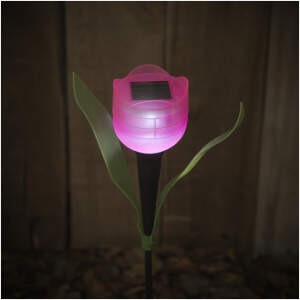 Afbeelding van Solar LED Tulp Tuinlamp – Steeklamp Op Zonne-Energie – 30 Cm – 1 LED – Automatisch Aan Bij Schemer