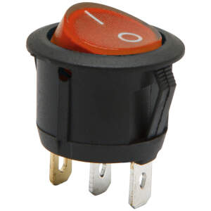 Afbeelding van 5x Verlichte Ronde Wipschakelaar SPST ON-OFF - Rocker Switch 250VAC 6A (10A) - Rode LED Indicatie Met I-O