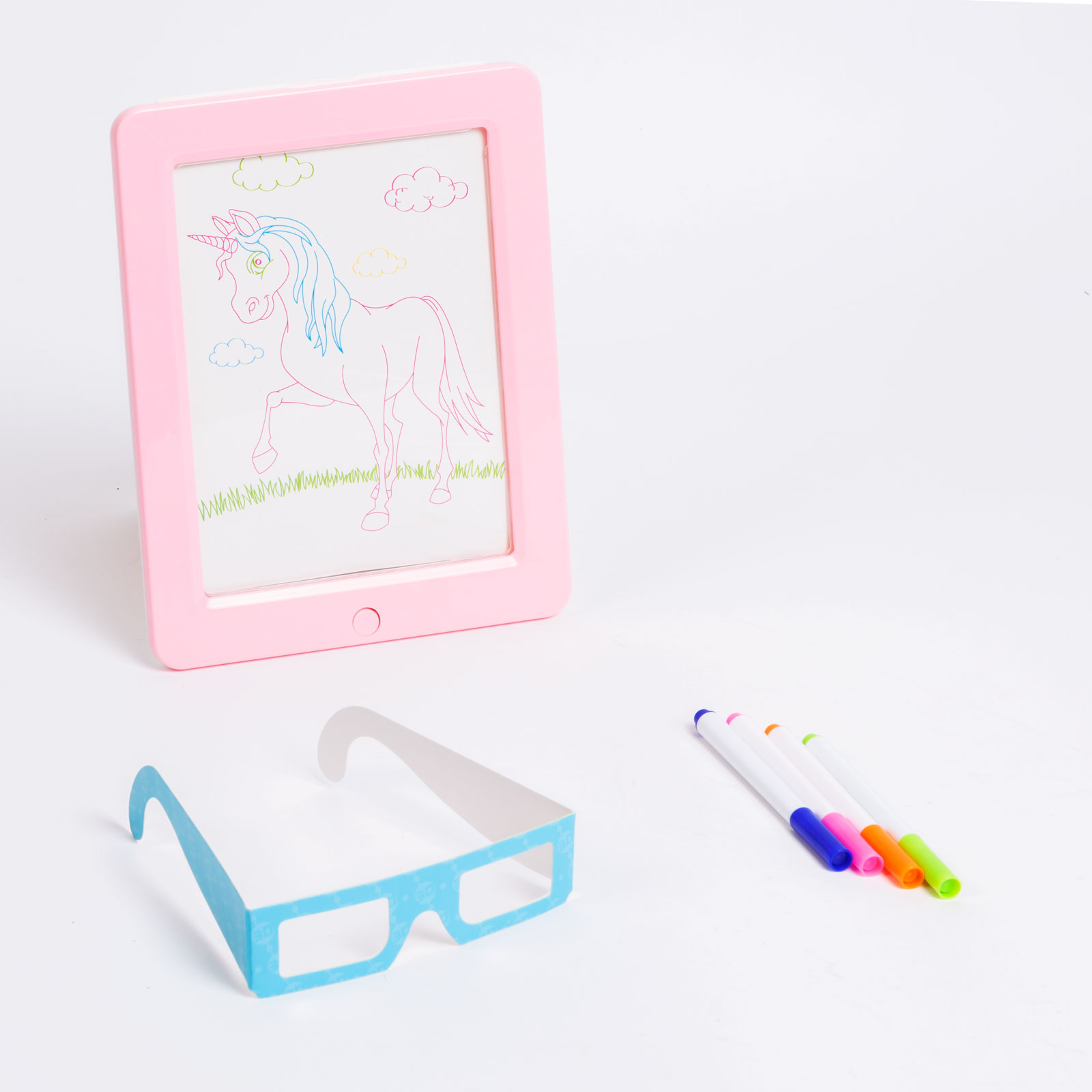 Afbeelding van 3D Magic Tekentablet voor Kinderen met LED Verlichting – Lichtgevend Tekenbord met 4 Gekleurde Stiften, 3