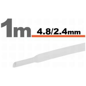 Afbeelding van 5× 1 Meter Krimpkous Wit 4,8 / 2,4 mm – 5 Stukken Van 1 Meter – Warmtekrimpbuis Voor Isolatie En