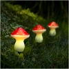 Afbeelding van Solar LED Tuinlamp Set Met 3 Paddenstoelen – Warm Wit – Op Zonne-Energie – Met Grondspies –