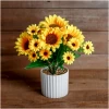 Afbeelding van Kunstplant voor Binnen - Woon & Kamer Decoratie - Zonnebloem - Nepplant - Geel - 20 x 8 cm 1 Stuks