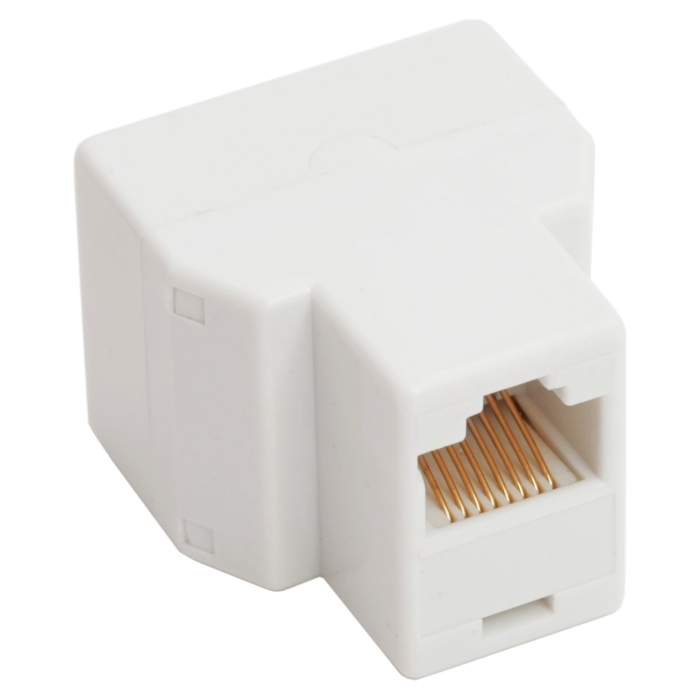 Afbeelding van 10x 8P8C Y-Adapter – RJ45 Splitter 1 Naar 2 – Netwerk Y-Connector Met 1 Socket En 2 Sockets – Witte