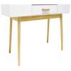 Afbeelding van Scandinavische Tafel met 1 Lade – Witte Haltafel / Sidetable – MDF & Hout – 90 x 40 x 79 cm –