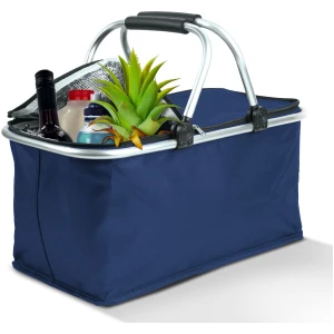Afbeelding van Thermo Opvouwbare Picknickmand Met Koelvoering – Blauw – 49 × 28 × 25 cm – 21 Liter – Geïsoleerde