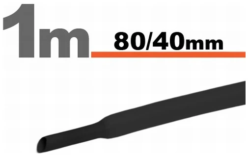 Afbeelding van 2× 1 Meter Krimpkous Zwart 80 / 40 mm – 2 Stukken Van 1 Meter – Extra Grote Warmtekrimpbuis Voor