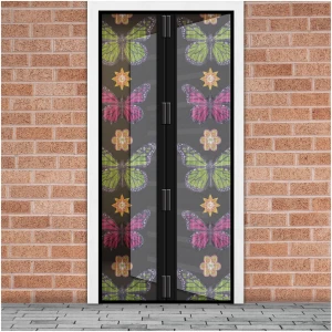 Afbeelding van Magnetisch Deurgordijn Tegen Insecten – Vliegengordijn / Hordeur - Hor met Magneten – Bloemen- en