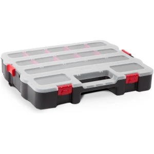 Afbeelding van Stapelbare Sorteerdoos - 373 x 470 x 80 mm - Gereedschapsdoos / Organizer met Vakken en Transparant Deksel