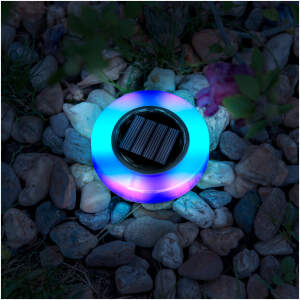 Afbeelding van Solar LED Tuinlamp Rond – RGB – 8 LED’s – Ø10,5 Cm – Met Grondspies En Ophanghaak – Op