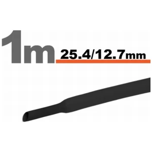 Afbeelding van 5× 1 Meter Krimpkous Zwart 25,4 / 12,7 mm – 5 Stukken Van 1 Meter – Warmtekrimpbuis Voor Isolatie En