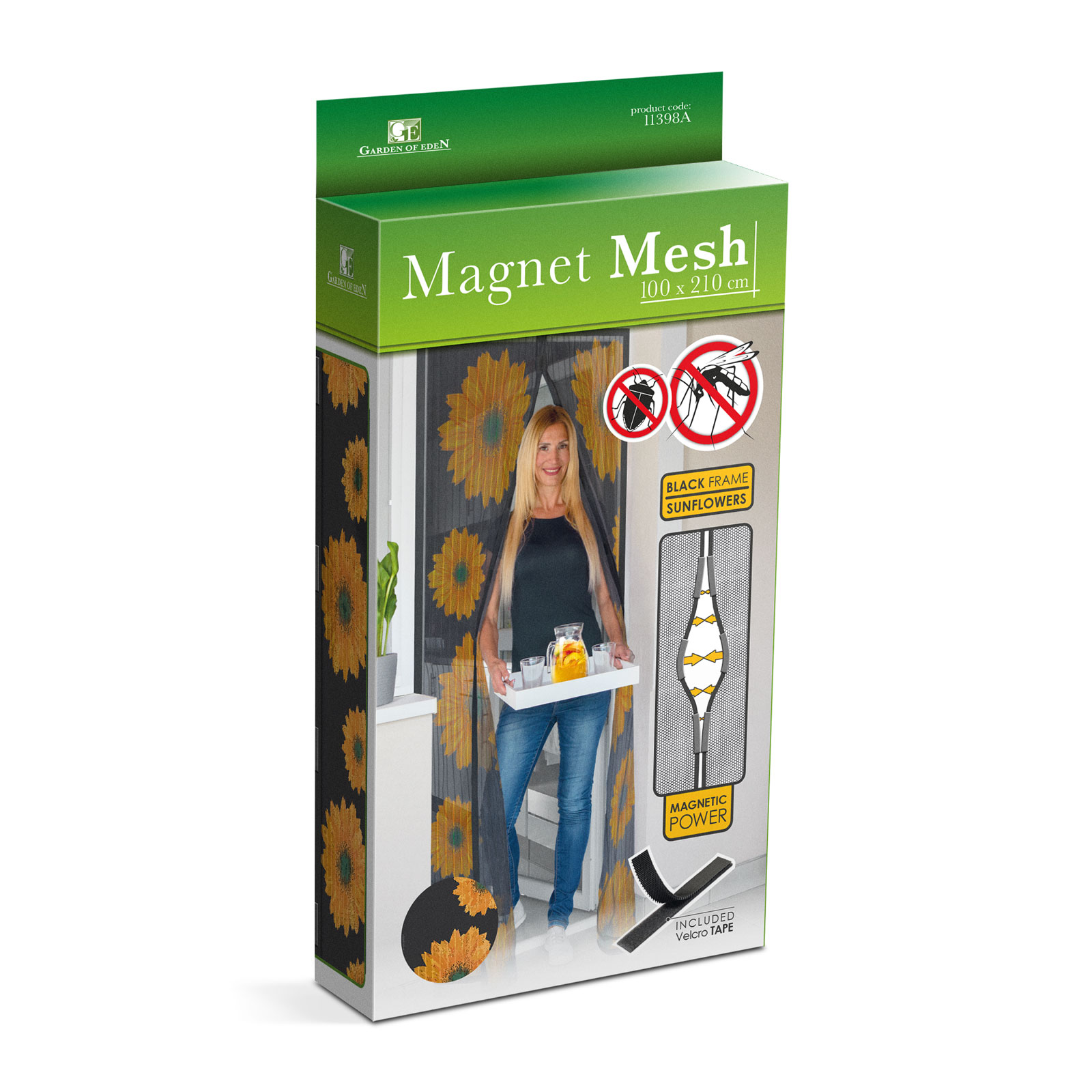 Afbeelding van Magnetisch Deurgordijn Tegen Insecten – Hor met Magneten – Bloemenpatroon – 100 x 210 cm –