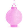 Afbeelding van 1x Papieren LED Lampion Lantaarn met 1 Witte LED – Batterijgevoed (2x AAA) – Ø 20 cm – Roze – Met