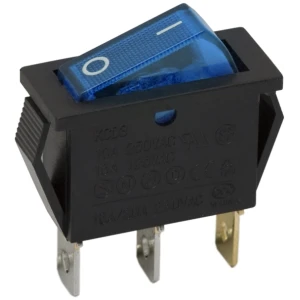 Afbeelding van 5x Verlichte Wipschakelaar SPST ON-OFF - Rocker Switch 250VAC 16A (20A) - Inbouw Schakelaar Met Blauwe LED