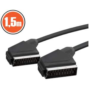 Afbeelding van EURO-SCART Kabel 1,5 m - 21-Pins SCART naar SCART, Volledig Aangesloten, Zwart, Voor TV & Multimedia