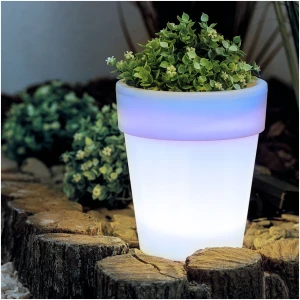 Afbeelding van Solar Bloempot Met LED Verlichting – 4x Koel Wit LED – Ø16,5 X 19 Cm – Automatisch Aan Bij Schemer –