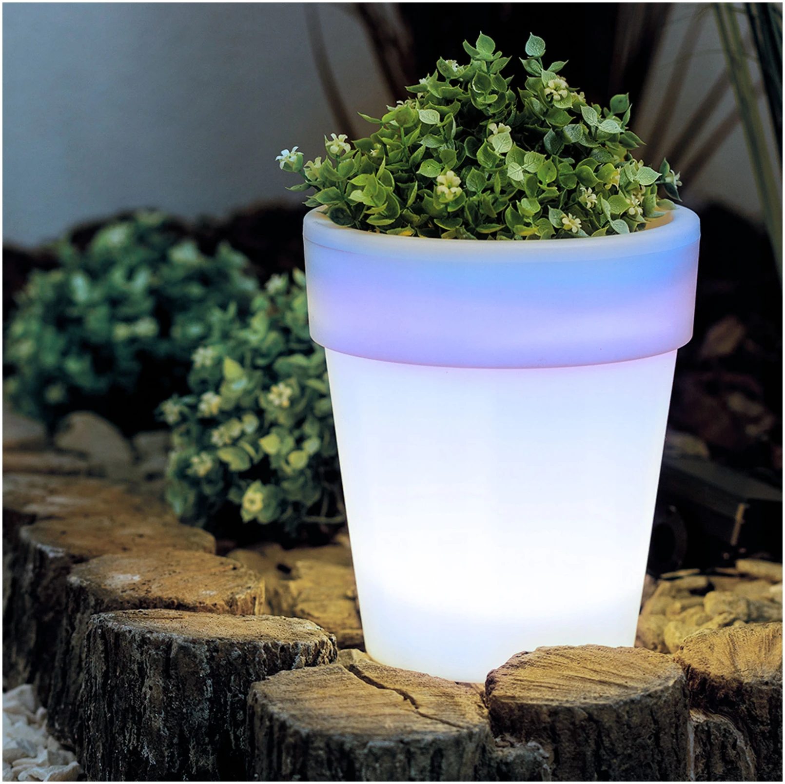 Afbeelding van Solar Bloempot Met LED Verlichting – 4x Koel Wit LED – Ø16,5 X 19 Cm – Automatisch Aan Bij Schemer –