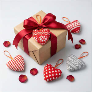 Afbeelding van 1x Mini Textiel Hart Kussentje 12 x 11 cm met Ophanglus – Decoratief Hartvormig Sierkussen – 5 Designs,