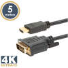 Afbeelding van DVI-D (24+1) naar HDMI Kabel - 5 Meter - Bi-directioneel - Ondersteunt 4K (4096×2160p) - Dubbel Afgeschermd