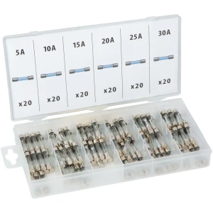 Afbeelding van Glaszekering Set 120 Stuks 5–30A – Assortimentsdoos Met Auto En Huishoudzekeringen – Glazen Zekeringen