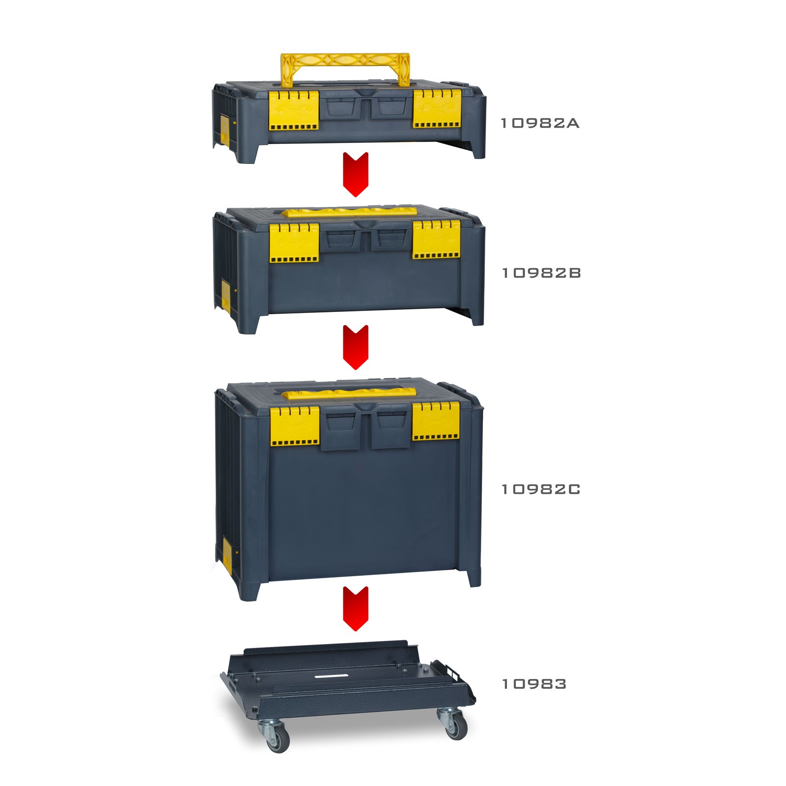 Afbeelding van Sorteerbare Stapelbare Gereedschapskoffer “L” – Koppelbare Kunststof Toolbox Met Hoge Inhoud – Met