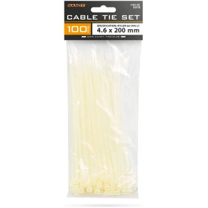 Afbeelding van 100x Kabelbinders Transparant 200 X 4,6 Mm – Nylon 66 Zelfsluitende Cable Ties – Sterke Tie Wraps Voor