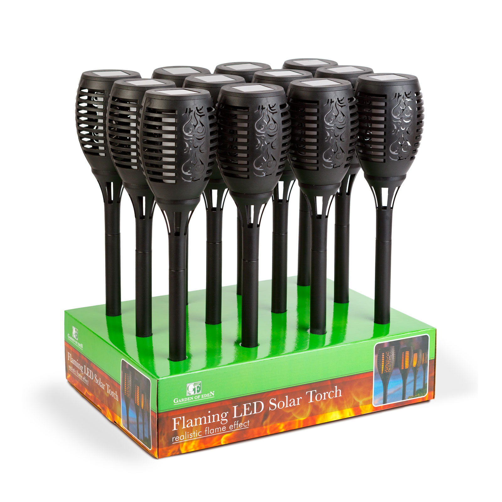 Afbeelding van 1x Solar Tuinlamp LED op Zonne-Energie – Fakkel Lamp met Vlameffect – 12 Oranje LEDs – Ø 10 x 58 cm