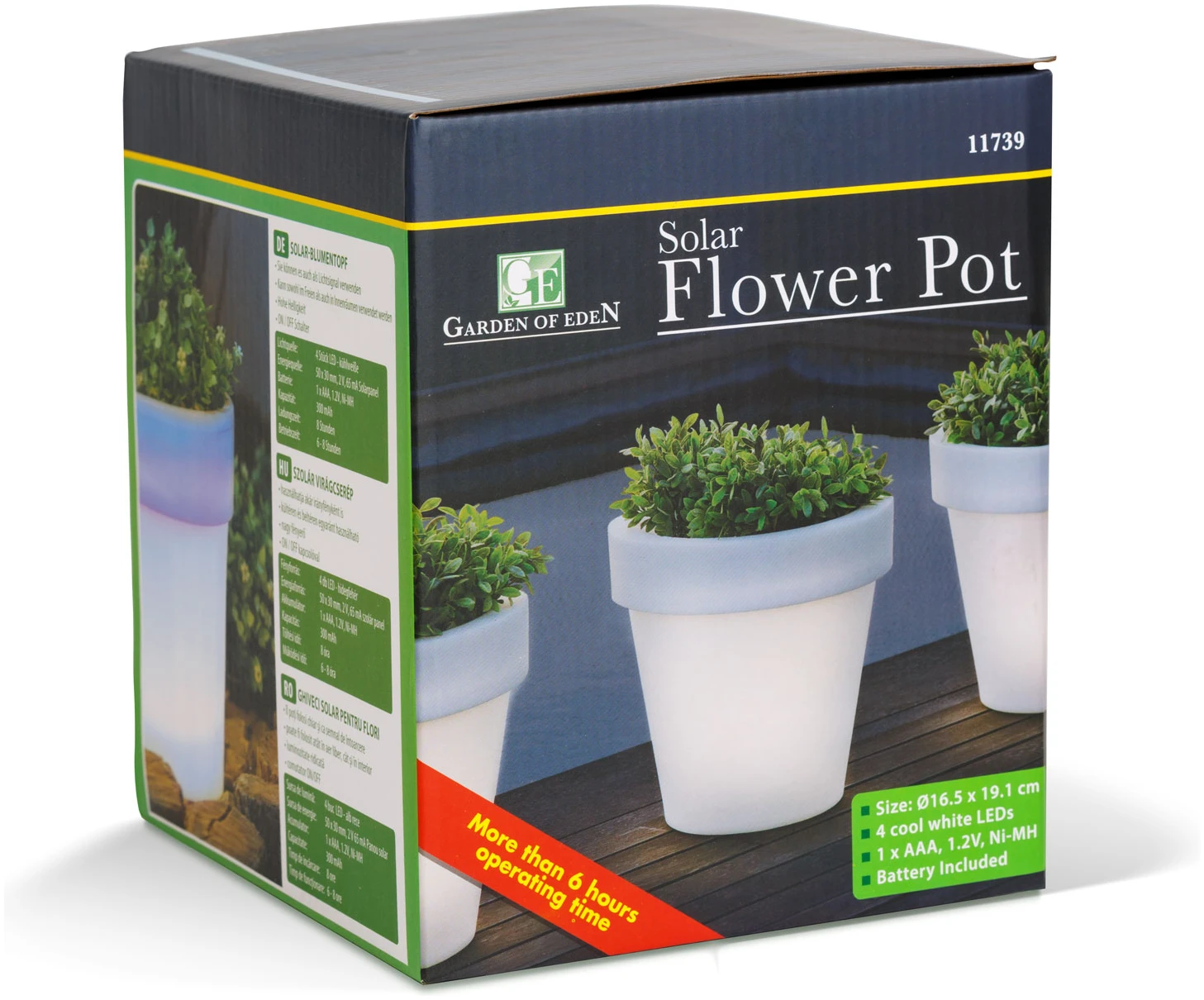 Afbeelding van Solar Bloempot Met LED Verlichting – 4x Koel Wit LED – Ø16,5 X 19 Cm – Automatisch Aan Bij Schemer –