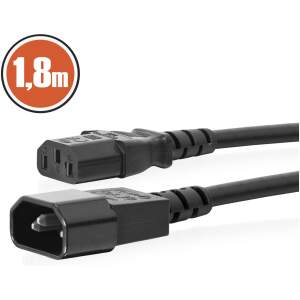 Afbeelding van AC stroomkabel 1,8 m - IEC C13 naar IEC C14 connector - zwarte power kabel voor computer en verlengsnoer -
