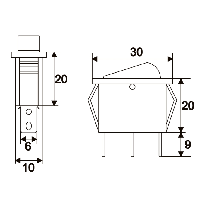 Afbeelding van 5x Verlichte Wipschakelaar SPST OFF-ON - Rocker Switch 250VAC 16A / 125VAC 20A - Inbouw Schakelaar Met Groene