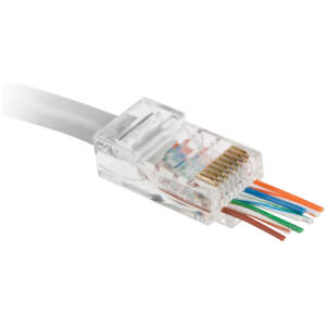 Afbeelding van 100x RJ45 Connector Cat 5e UTP Pass Through – 8P8C Modular Plug Met Doorvoer – Netwerk Stekker Met 8