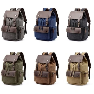 Afbeelding van Rugzak - Ook voor laptop tot15.6" - 20L - 45x33x18 cm - Donkerblauw/Bruin - Met Meerdere Vakken,