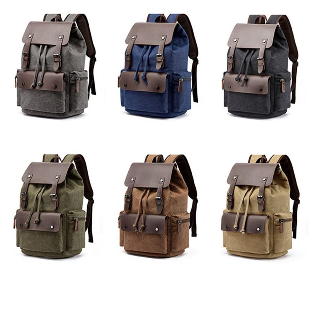 Afbeelding van Rugzak - Ook voor laptop tot15.6" - 20L - 45x33x18 cm - Donkerblauw/Bruin - Met Meerdere Vakken,