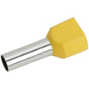 Afbeelding van 100x Geïsoleerde Dubbele Adereindhuls 2×6,0 Mm² Geel – Cord End Terminal Voor Dubbele Bedrading –