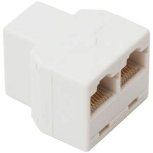 Afbeelding van 10x 8P8C Y-Adapter – RJ45 Splitter 1 Naar 2 – Netwerk Y-Connector Met 1 Socket En 2 Sockets – Witte