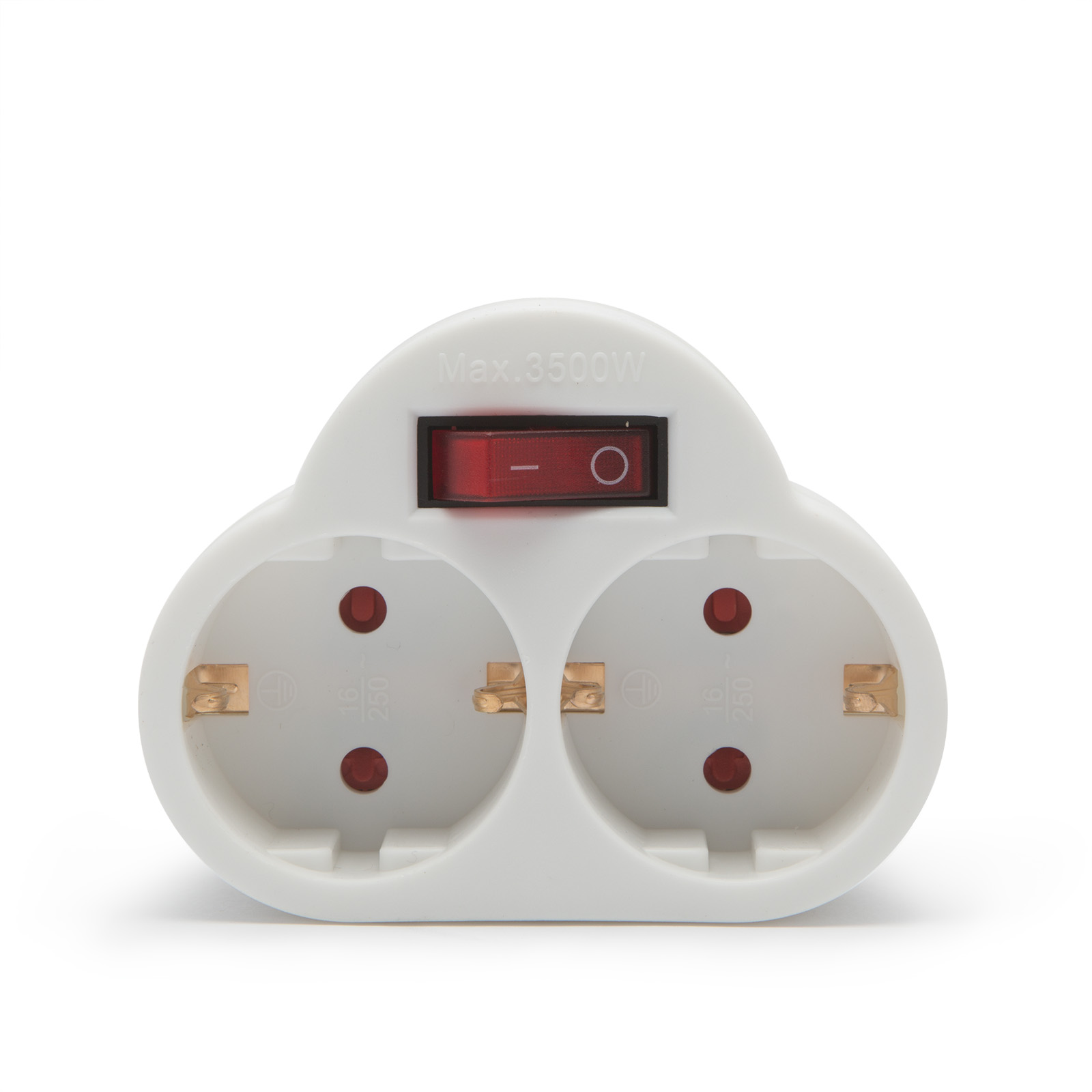 Afbeelding van 2-Voudige Wandstekkerdoos Met Schakelaar En Randaarde – Wandverdeler Met 2 Stopcontacten – Geaard,