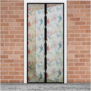 Afbeelding van Magnetisch Vliegengordijn / Hordeur Tegen Insecten – Hor met Magneten – Vogelpatroon – 100 x 210 cm –