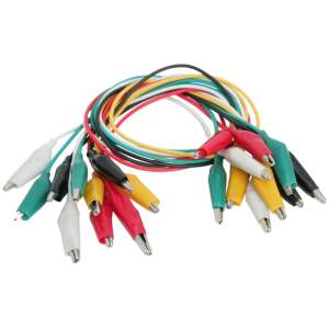 Afbeelding van Set van 10 mini krokodillenklemmen met 37 cm kabel - diverse kleuren jumper leads voor elektrische