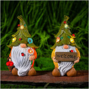 Afbeelding van LED-zonnetuinkabouter – 2 varianten – warmwitte LED – hars – 10 x 8,5 x 18,5 cm 1 Stuks [11422] - 01