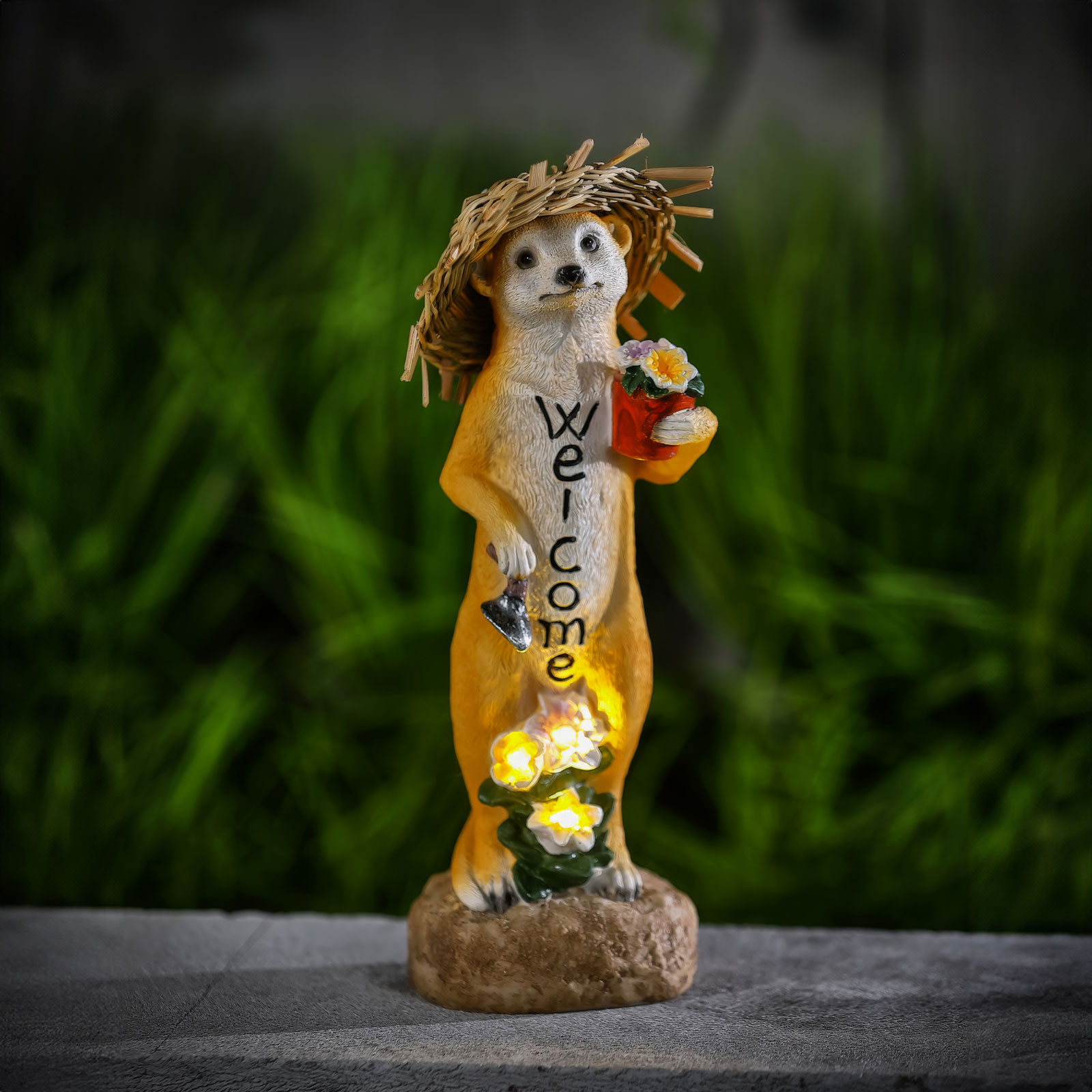 Afbeelding van LED-dierenfiguur op zonne-energie – "Welkom" stokstaartje – warmwitte LED – 30 cm 1 Stuks