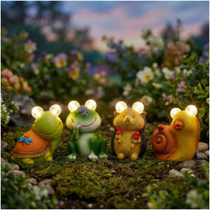 Afbeelding van Dierenfiguurtjes op zonne-energie – 4 soorten – 2 warmwitte LED's – 9 cm 1 Stuks [11429A] - 01