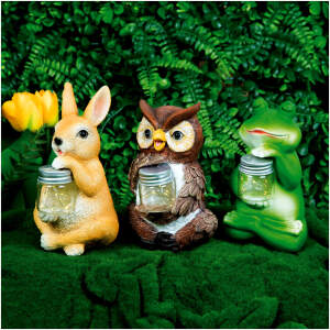 Afbeelding van Dierenfiguren op zonne-energie – 3 soorten – 10 warmwitte LED's – 15 cm 1 Stuks [11430A] - 01